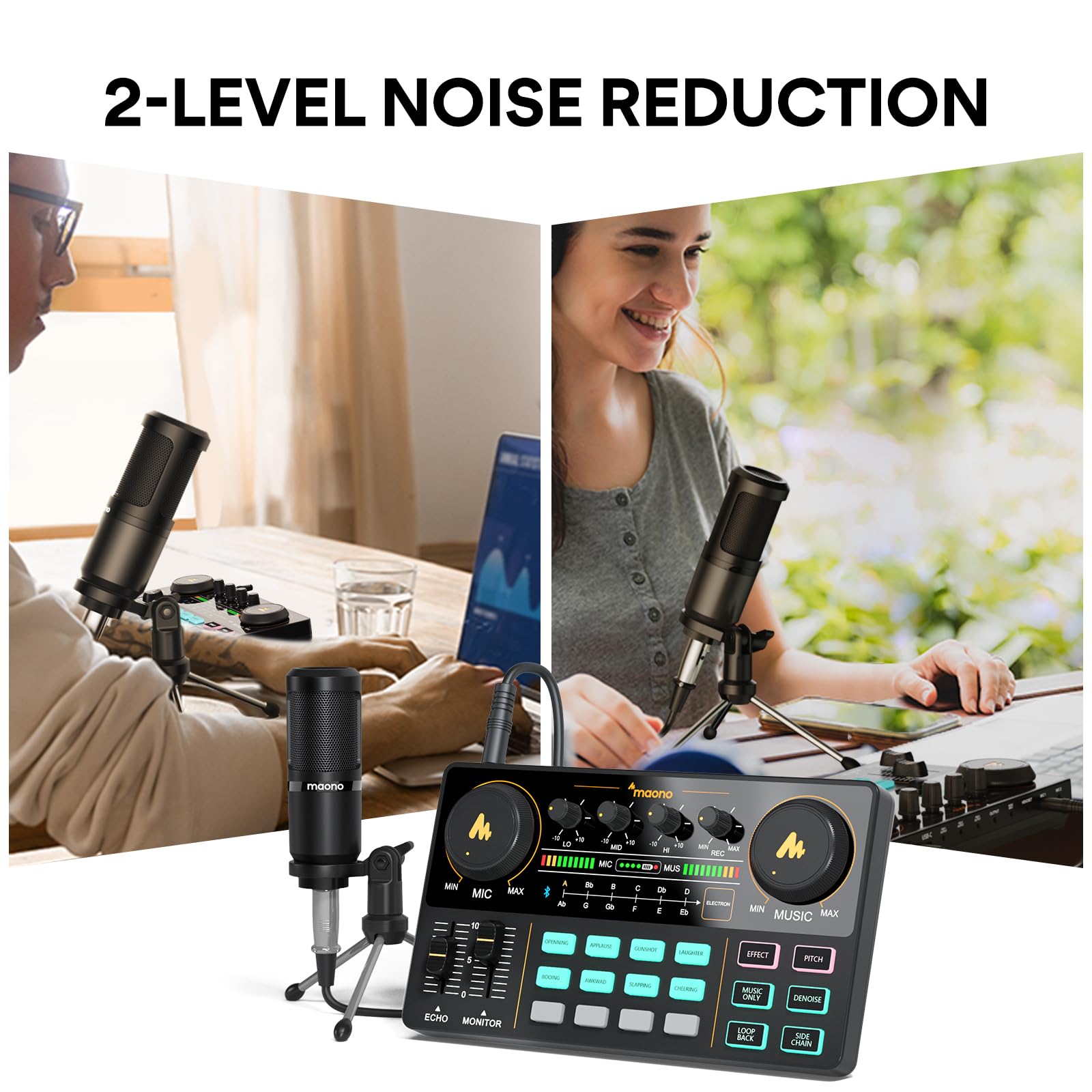 MAONO Podcast Equipment Bundle Audio mixer All-in-One Podcast Production Studio with 3.5mm Microphone for Live Streaming, Podcast Recording, PC, Smartphone, DJ MaonoCaster Lite (AU-AM200-S1)