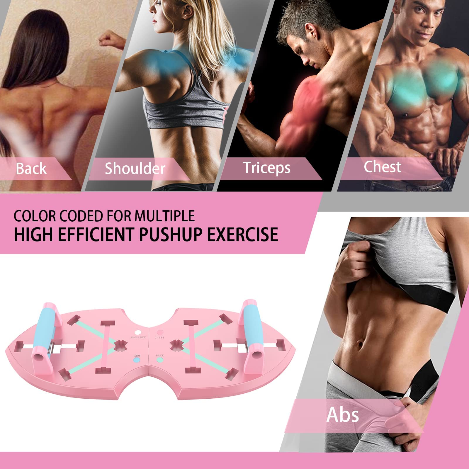 LALAHIGH Home Workout Equipment for Women, Multifunction Push Up Board, Portable Home Gym System with Resistance Bands,Ab Roller Wheel, and 20 Gym Accessories, Professional Strength Training Exercise