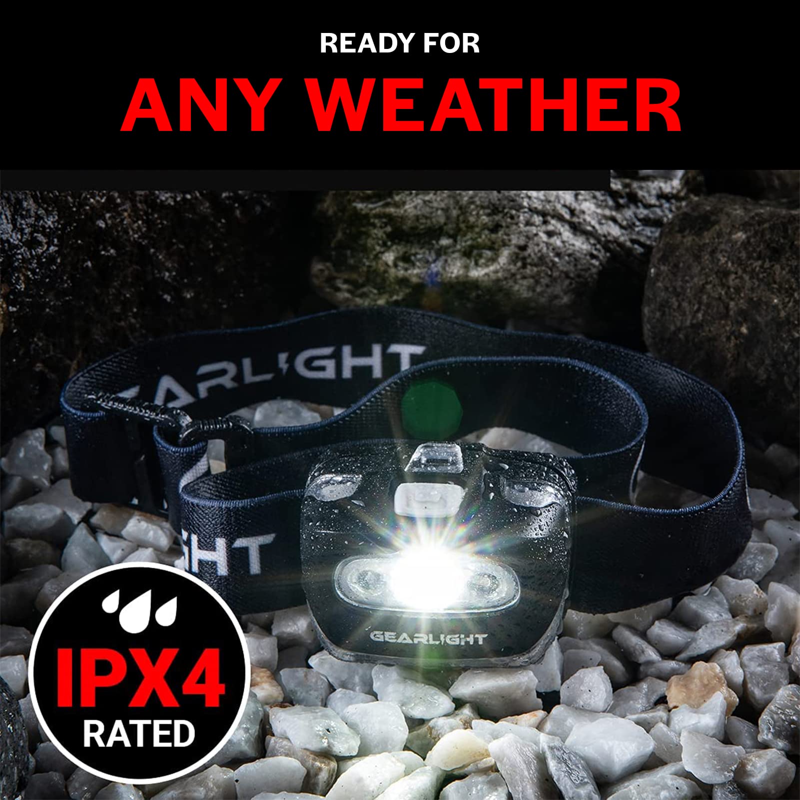 GearLight 2Pack LED Headlamp - Outdoor Camping Headlamps with Adjustable Headband - Lightweight Headlight with 7 Modes and Pivotable Head