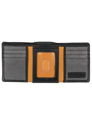 Timberland PRO Men's Leather RFID Trifold Wallet with ID Window, Black/Brandy, One Size