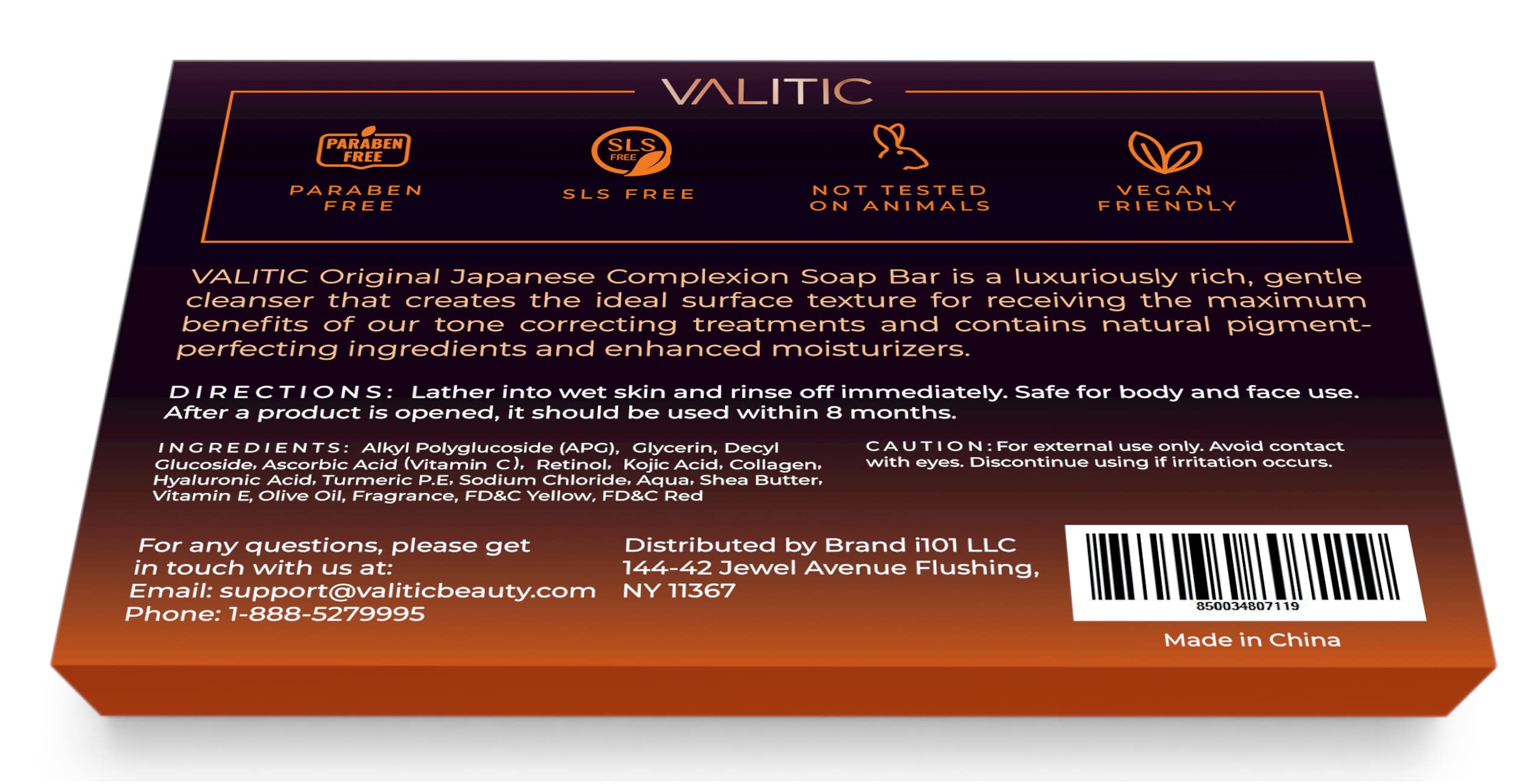 VALITIC Kojic Acid Dark Spot Remover Soap Bars with Vitamin C, Retinol, Collagen, Turmeric - Original Japanese Complex Infused with Hyaluronic Acid, Vitamin E, Shea Butter, Castile Olive Oil - 5 Pack