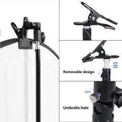 QYXINC Photo Studio 5/8" Heavy Duty Metal Clamp Holder, Photography Reflector Holder for Light Stand，Light Stand Clip Mount with Umbrella Hole for Lighting Reflector Diffuser -1PCS
