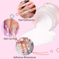 Saviland Clear Acrylic Powder - 30g Professional Acrylic Nail Powder for Acrylic Nails Extension, 3D Nail Art Polymer Powder, No Need Nail Lamp