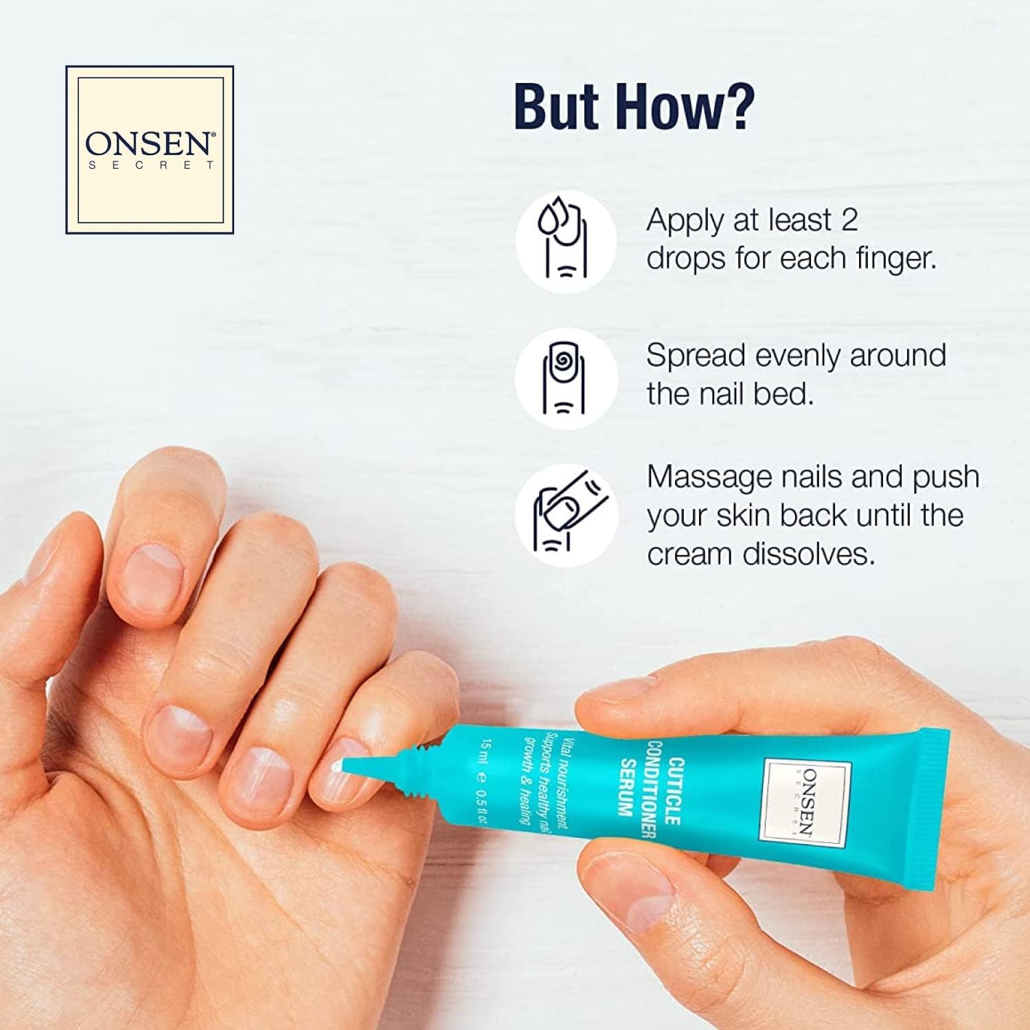 Onsen Secret Nail Reboot Duo - Treatment for Damaged Nails - Natural Nail Care & Cuticle Repair - Visible Results For Perfect Nails, Cuticle Conditioner Cream 15ml & Nail Reboot Oil 10ml