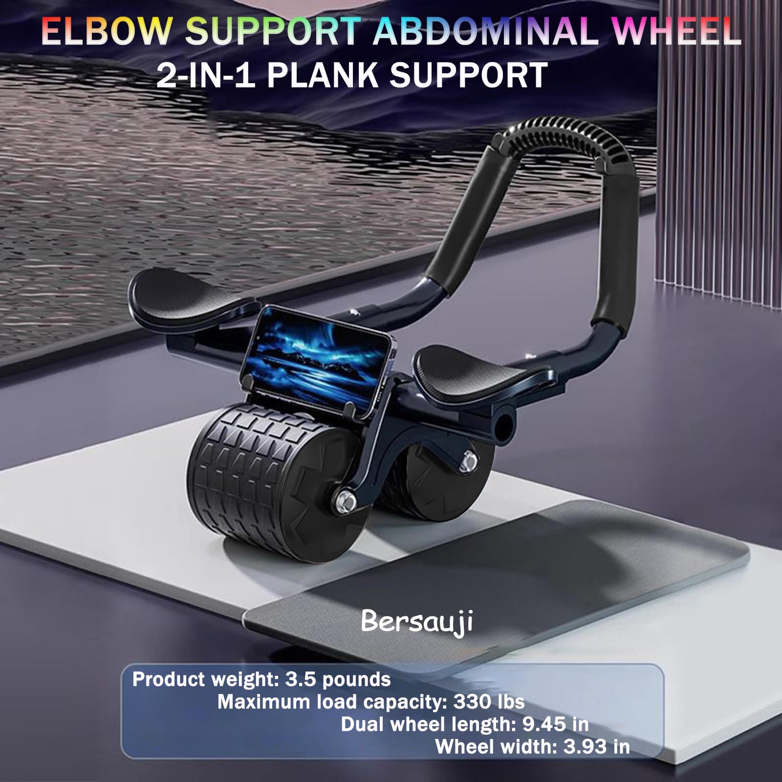 2023 Ab Roller Wheel with Knee Mat & Timer - Automatic Rebound Abdominal Roller with Elbow Support - Abs Workout Equipment for Women and Men