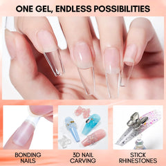 Makartt Solid Gel Nail Glue for False Nail Tips Glue Gel 0.5 floz Lamp Curing Needed Super Adhesive Press on Nails Glue for Fake Nail Long Lasting Nail Art Salon Home Use