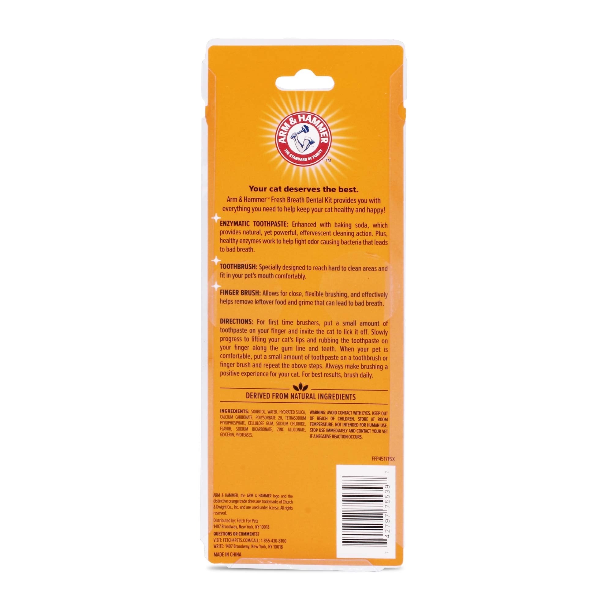 Arm & Hammer for Pets Dental Kit for Cats | Eliminates Bad Breath | 3 Piece Set Includes Cat Toothpaste, Cat Toothbrush & Cat Fingerbrush in Tasty Tuna Flavor,2.5 ounces