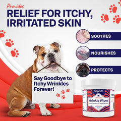 Petpost | Bulldog Wrinkle Wipes for Dogs - Cleans and Soothes Pug Wrinkles and Folds - Ultra Soft Cotton Pads in Coconut Oil Solution 100 ct.