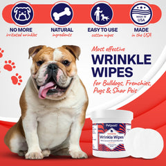 Petpost | Bulldog Wrinkle Wipes for Dogs - Cleans and Soothes Pug Wrinkles and Folds - Ultra Soft Cotton Pads in Coconut Oil Solution 100 ct.