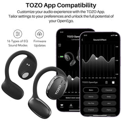 TOZO OpenEgo True Wireless Open Ear Headphone,5.3 Bluetooth Sport Earbuds with Earhooks for Long Time Playback with Digital Display, Dual Mic Clear Call Sweat-Proof for Running Workout