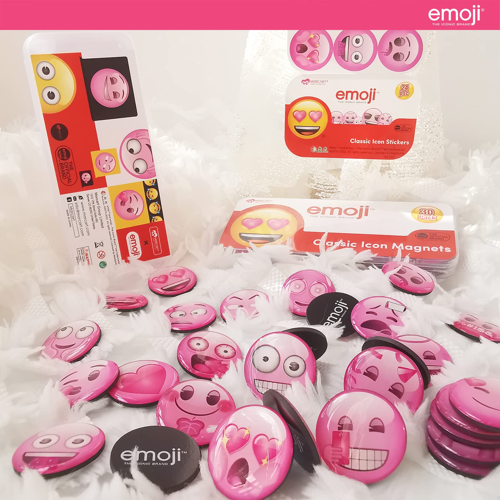 30 Pink Emoji Fridge Magnets - Pink Kitchen Accessories and Decor - Cute Locker Magnets for Teens and Office Decorations for Adults - Funny Household Items and Home Essentials