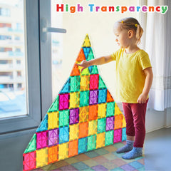 Gemmicc Magnetic Tiles, Deluxe 136 PCS Building Blocks Magnet Toys for Kids,3D Magnet Puzzles Stacking Blocks for Boys Girls,Huge Set with 2 Cars