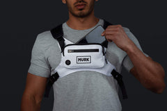 MVRK Water Resistant Chest Pack - Lightweight Running For Workouts, Phone Holder With Extra Storage, Minimalist Vest, Backpack Bag Belt (White)