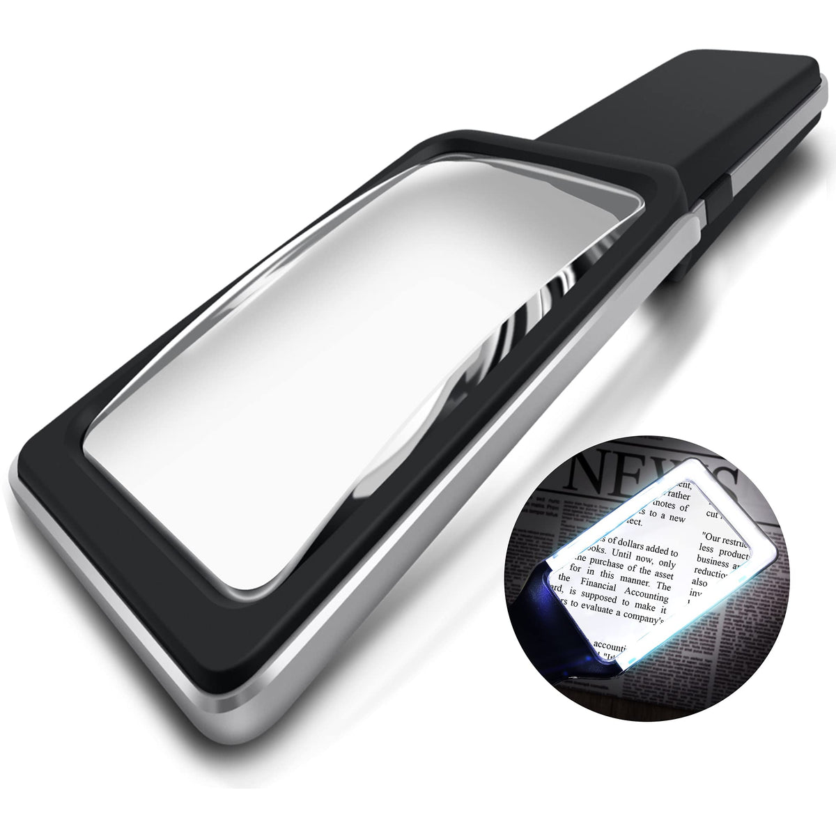 MAGNIPROS 6X Large Magnifying Glass with [Anti-Glare & Fully Dimmable LEDs]-Evenly Lit Viewing Area-Lighted Magnifier for Reading Small Fonts, Low Vision Seniors, Macular Degeneration, Inspection