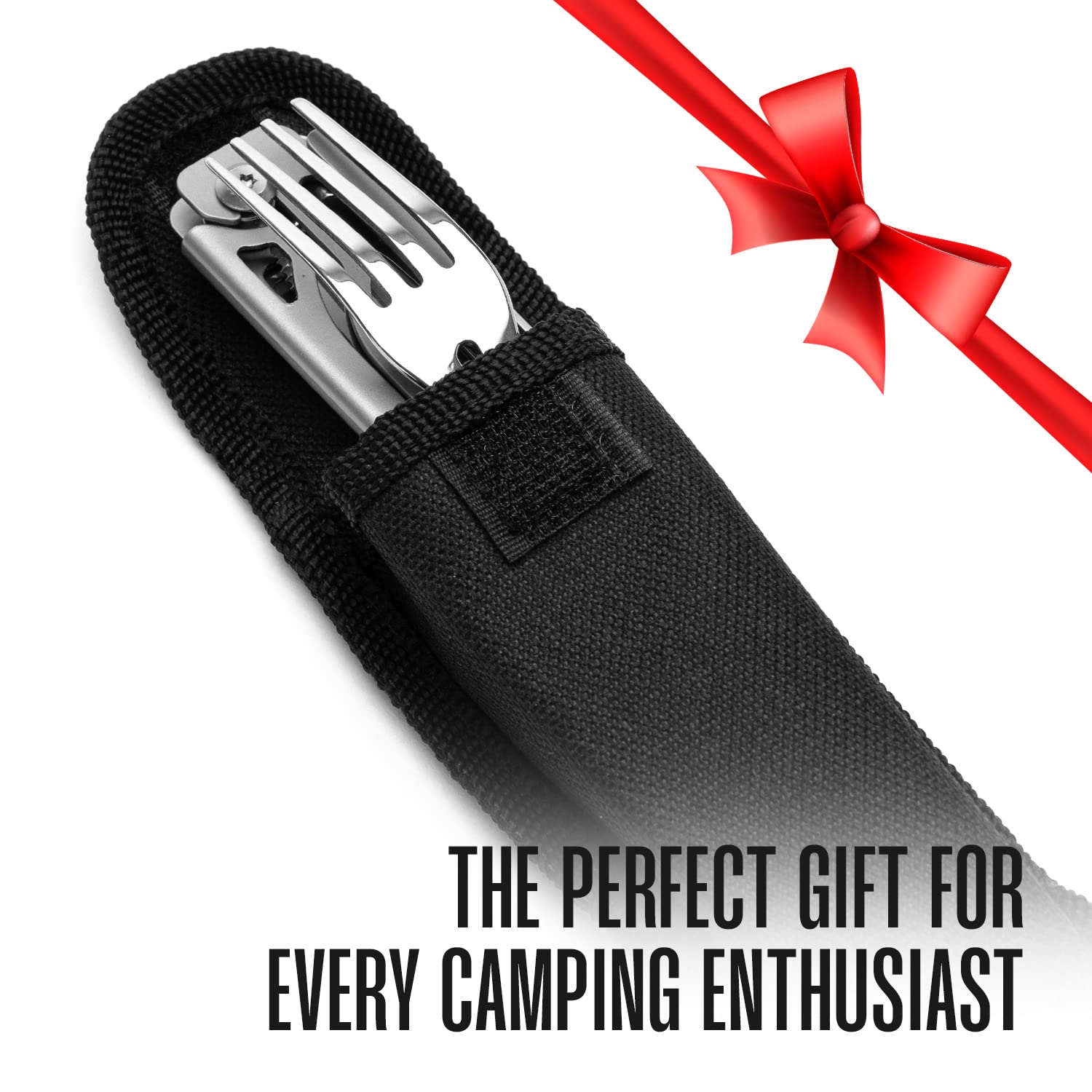 Hayvenhurst 4-in-1 Camping Utensils - Stainless Steel Multi-Tool with Sheath