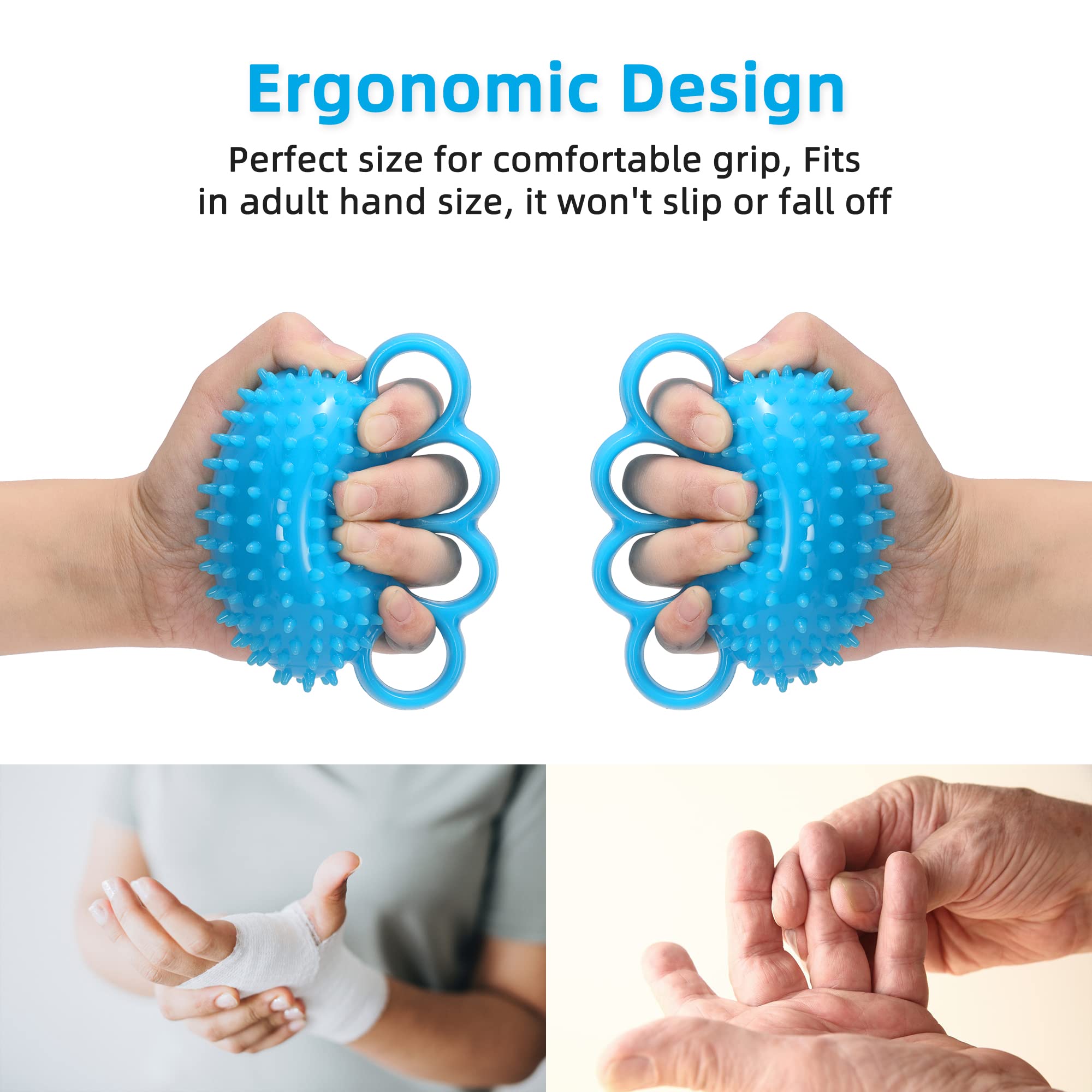 Hand Exercise Ball Finger Therapy Ball - Grip Strengthening, Improve Flexibility, Squeeze Stress Relief Balls, Resistance Strength Trainer for Hand