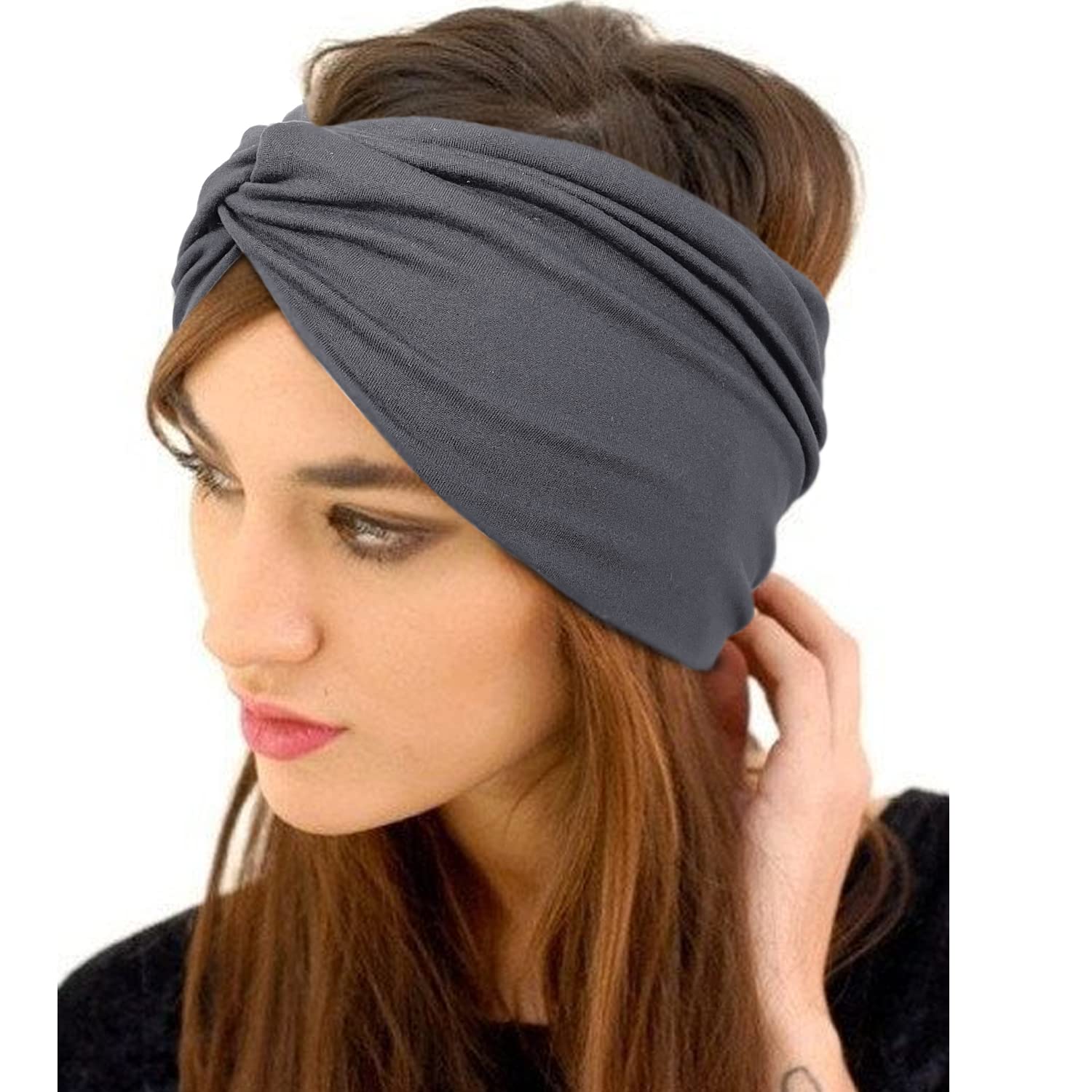 Jesries 10 PCS Women Headbands African Wide Hair Wrap Extra Turban Head Bands for Lady Large Sport Workout Stretch Non-slip Big Hair Bands