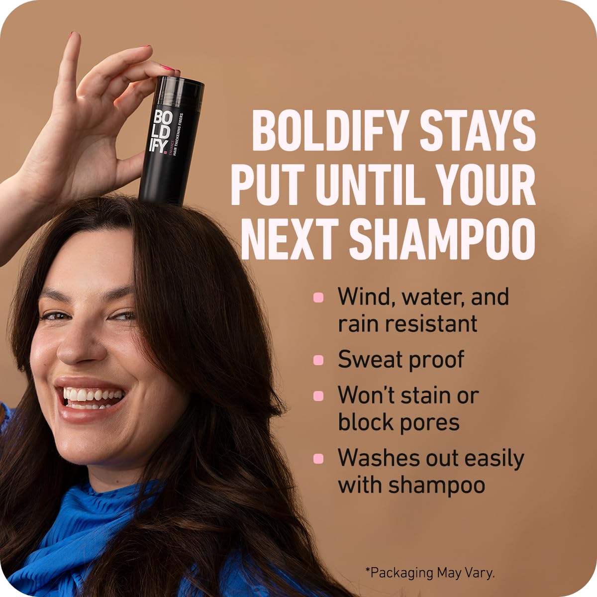 BOLDIFY Hair Fibers (28g) Fill In Fine and Thinning Hair for an Instantly Thicker & Fuller Look - Best Value & Superior Formula -14 Shades for Women & Men - DARK BROWN