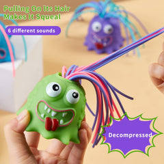 Fun Hair Pulling Fidget Screaming Monster Toys 4Pcs,Screaming Monster Toys,Fidget Toys Stress Relief and Anti Anxiety Toys for 3 4 5 6 7+ Kids Boys Girls(4PC)