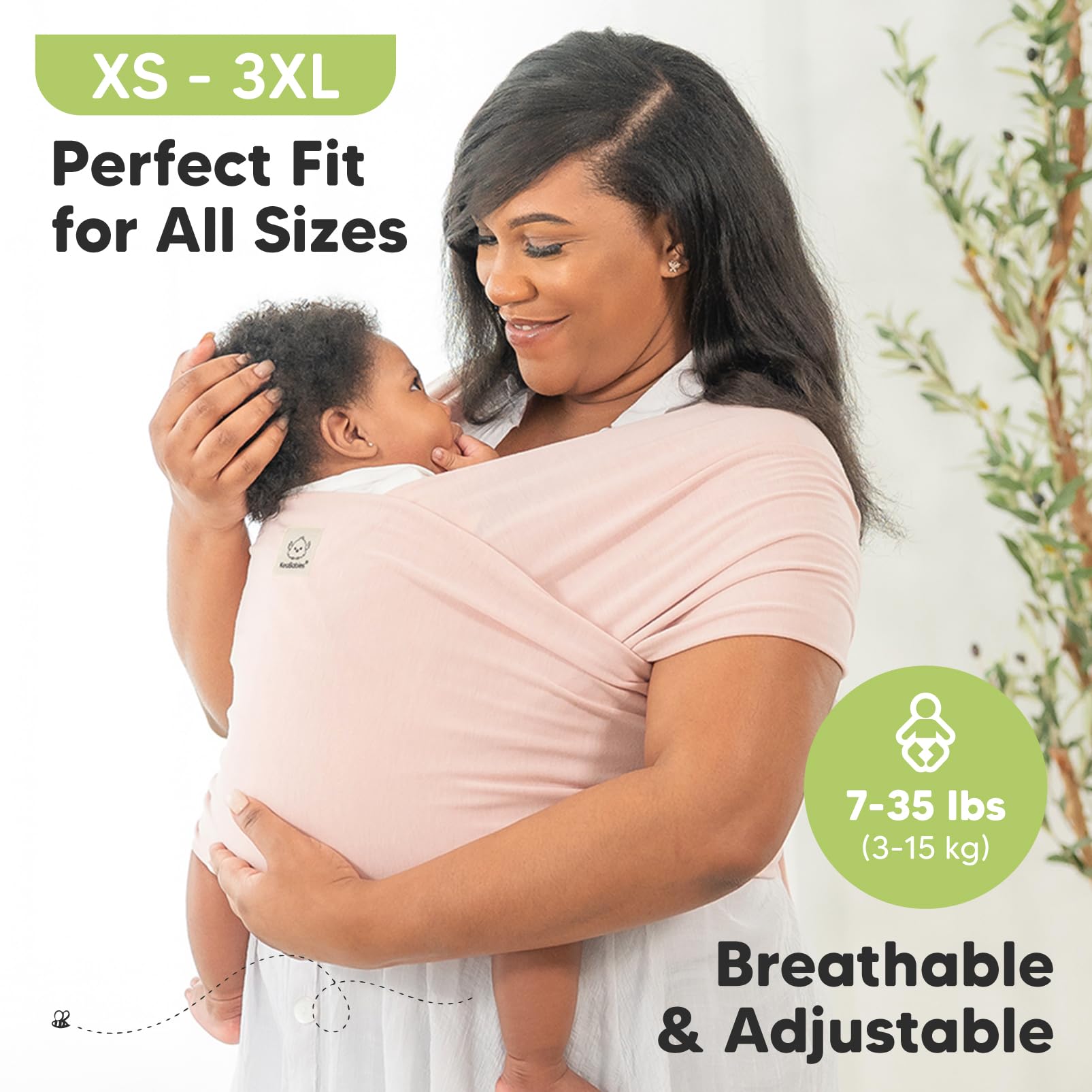 KeaBabies Baby Wrap Carrier - All in 1 Original Breathable Baby Sling, Lightweight,Hands Free Baby Carrier Sling, Baby Carrier Wrap, Baby Carriers for Newborn, Infant,Baby Wraps Carrier (Trendy Black)