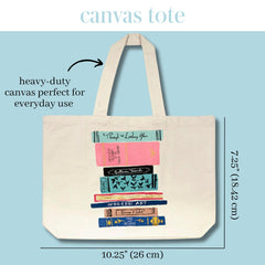 Kate Spade New York Cute Extra Large Canvas Tote Bag for Women, Canvas Beach Bag, Book Tote with Pocket, Stack of Classics