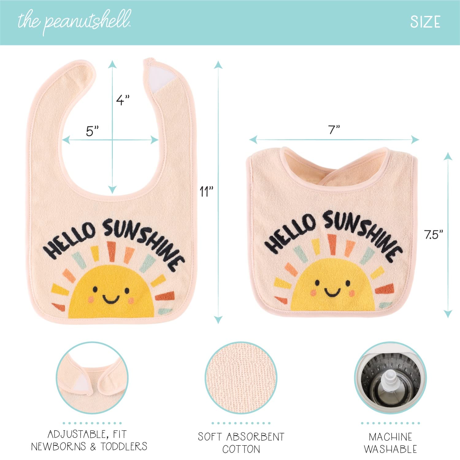 The Peanutshell Terry Baby Bib Set for Boys or Girls | Unisex 10 Pack