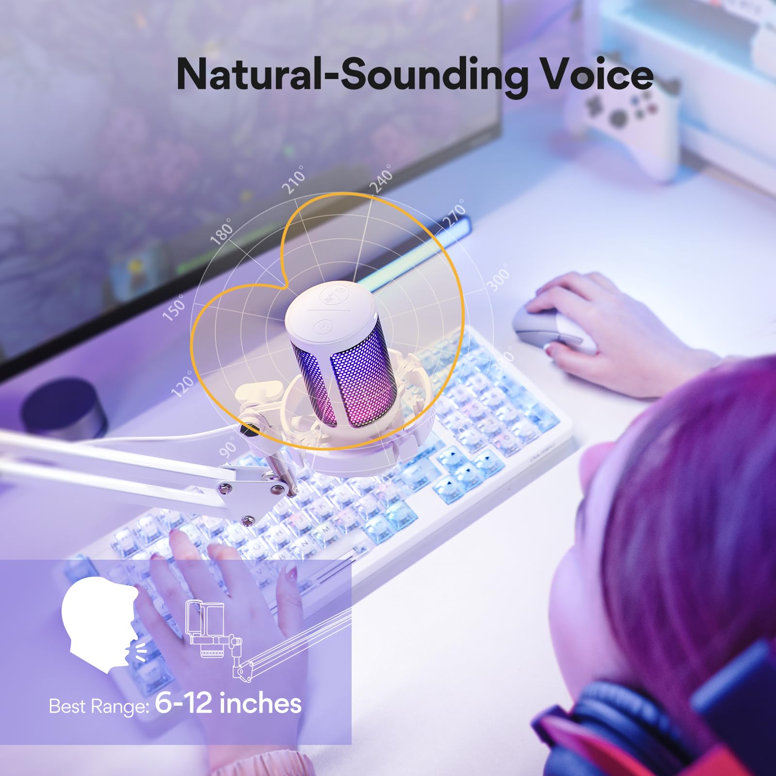 MAONO USB Gaming Microphone with Noise Cancellation, Computer PC Condenser Mic with RGB Light, Mute, Gain, Monitoring for Streaming, Podcast, YouTube, Twitch, Discord, PS5, PS4, GamerWave DGM20S