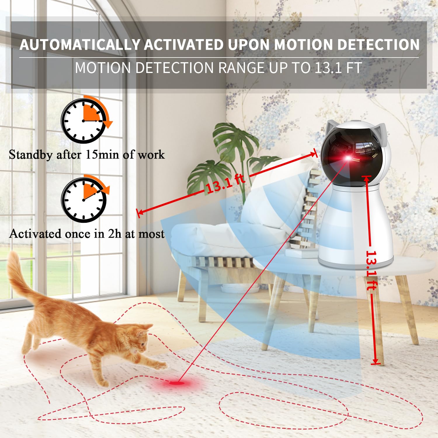 YVE LIFE Laser Cat Toys for Indoor Cats,The 4th Generation Real Random Trajectory Motion Activated Rechargeable Automatic Cat Laser Toy,Interactive Cat Toys for Bored Indoor Adult Cats/Kittens/Dogs