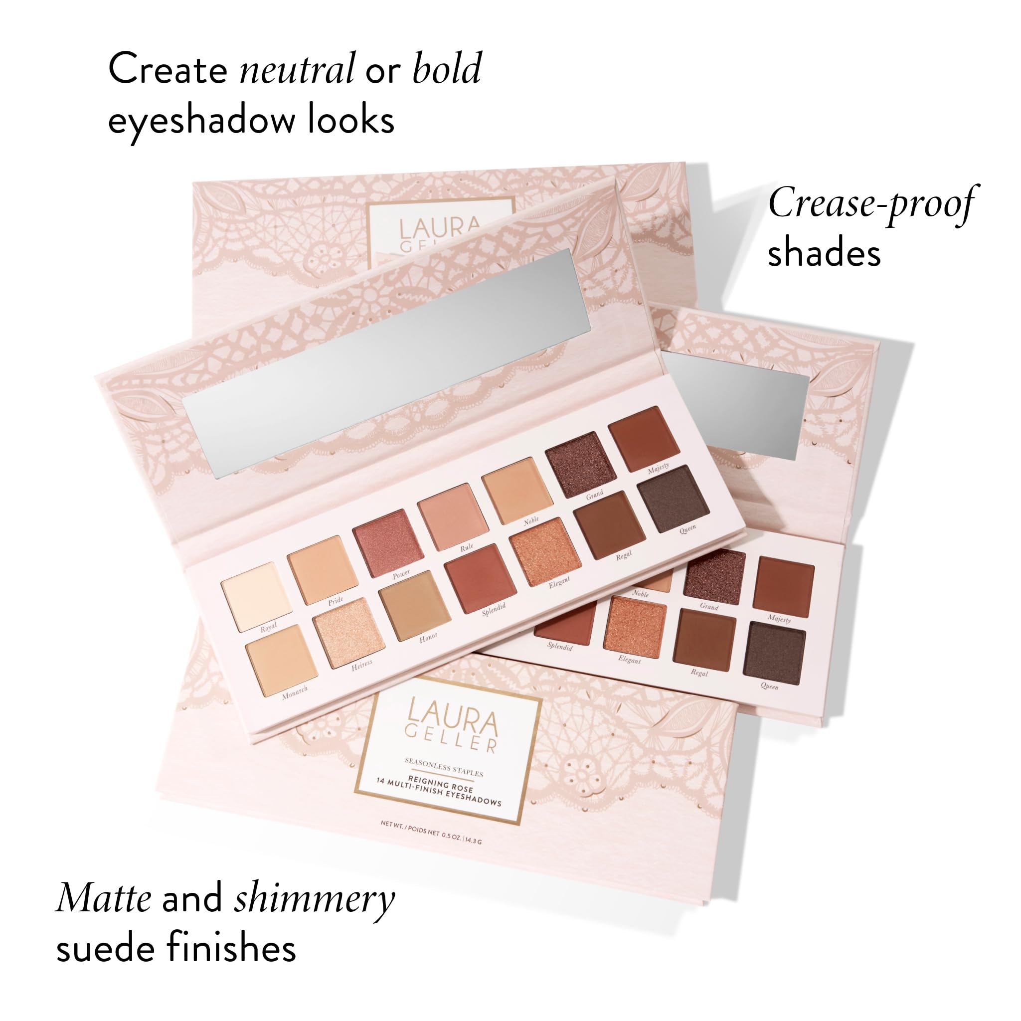 LAURA GELLER NEW YORK Seasonless Staples Reigning Rose 14 Pressed Multi-Finish Shimmer and Matte Eyeshadow Palette