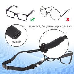 Adjustable Glasses Straps - 3 Pcs No Tail Adjustable Eyewear Retainer Glasse Strap for Men's Glasses Straps, Kids' Glasses Straps, Women's Glasses Straps, Sunglasses Straps, Black(7.5-13.5 inch)