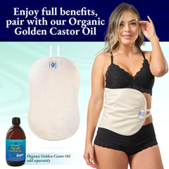 Castor Oil Pack for Liver by Queen of the Thrones® - Heatless, Less-Mess, Reusable (Compress) - Organic Cotton Flannel, Soft Straps & Naturopathic Doctor Designed (Castor Oil Sold Separately)