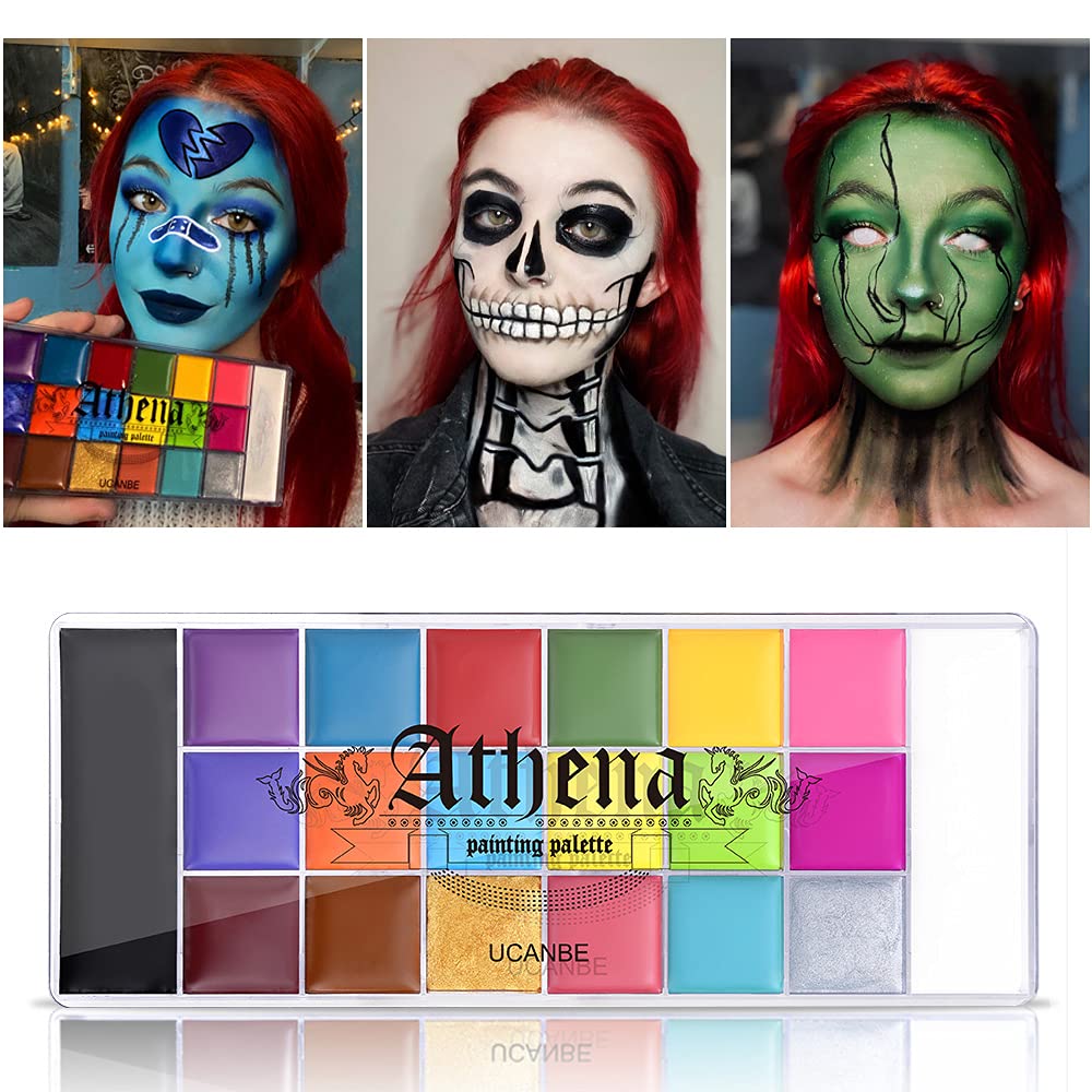 UCANBE Face Body Paint Set-Athena Painting Palette,10 Professional Artist Brush,Large Deep Pan Ideal for Halloween Cosplay Party SFX Arty Stage Makeup