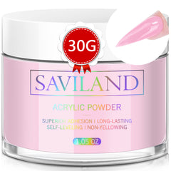 Saviland Pink Acrylic Powder - 1oz Professional Colored Acrylic Nail Powder, Color Acrylic Powder for Nails Extension 3D Nail Art Carving, No Need Nail Lamp