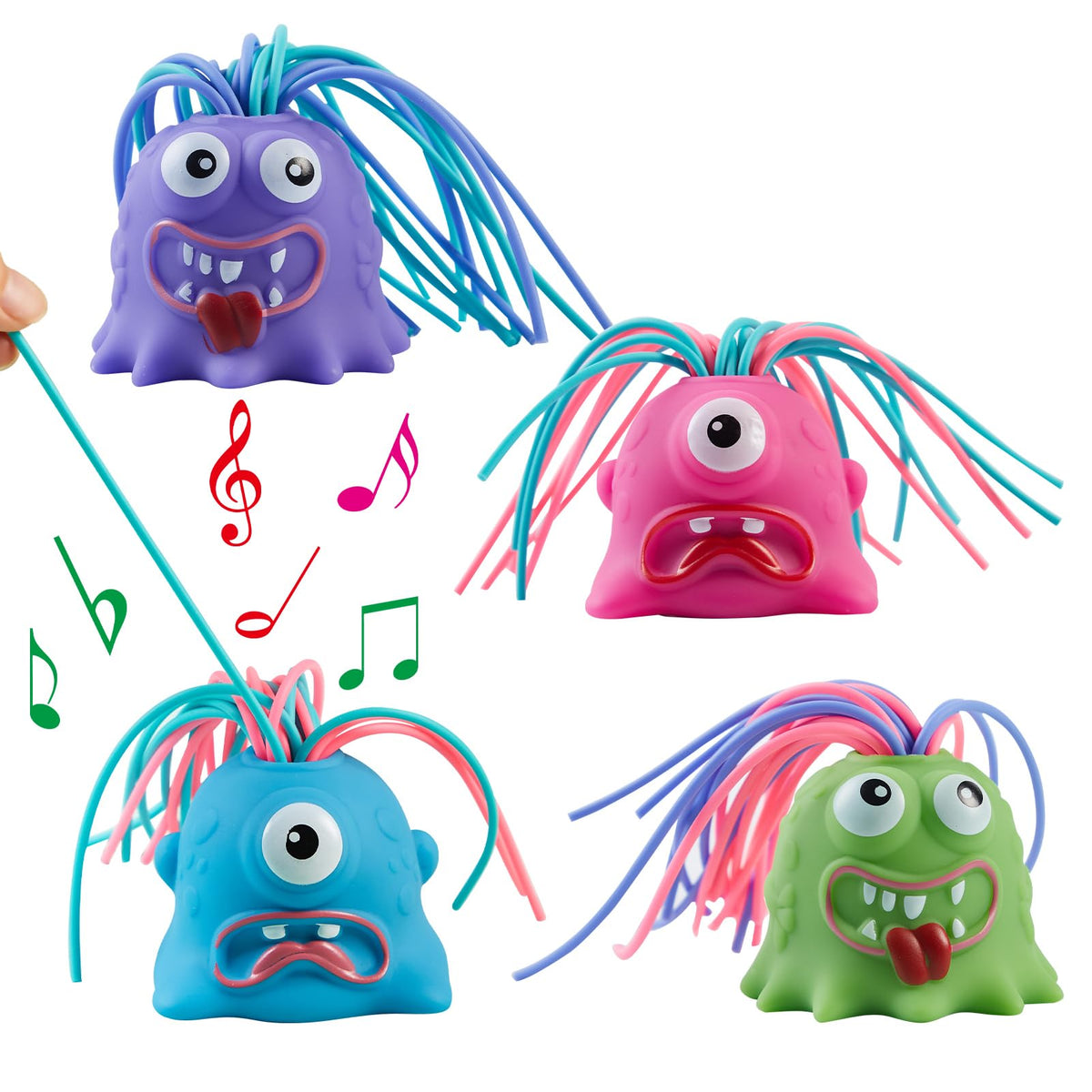 Fun Hair Pulling Fidget Screaming Monster Toys 4Pcs,Screaming Monster Toys,Fidget Toys Stress Relief and Anti Anxiety Toys for 3 4 5 6 7+ Kids Boys Girls(4PC)