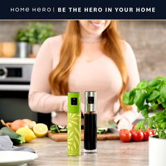Home Hero 2 Pcs Oil Sprayer for Cooking - 120 ml Olive Oil Sprayer for Cooking - Olive Oil Spray Bottle for Cooking with Funnel & Cleaning Brush (Green & Clear Oil Spray)
