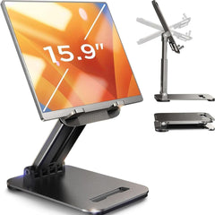 LISEN Tablet Stand for Desk, Foldable iPad Stand Holder Portable Monitor Stand, iPad 10th 9th Generation Accessories for Office Kindle iPad Pro 4-15.9"