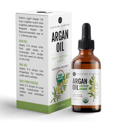 Kate Blanc Cosmetics Argan Oil for Hair and Skin Moisturizer (Light 4oz) 100% Pure Cold Pressed Organic Argan Hair Oil for Curly Frizzy Hair. Stimulate Growth for Dry Damaged Hair