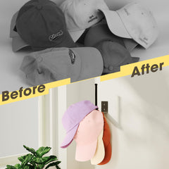 Durmmur 2 Pack Hat Racks for Baseball Caps, Stainless Steel Hat Organizer for Baseball Cap, Hat Holder Storage Organizer, Hat Hanger Strong Adhesive/Wall Drilled for Door,Bedroom,Closet(Black)