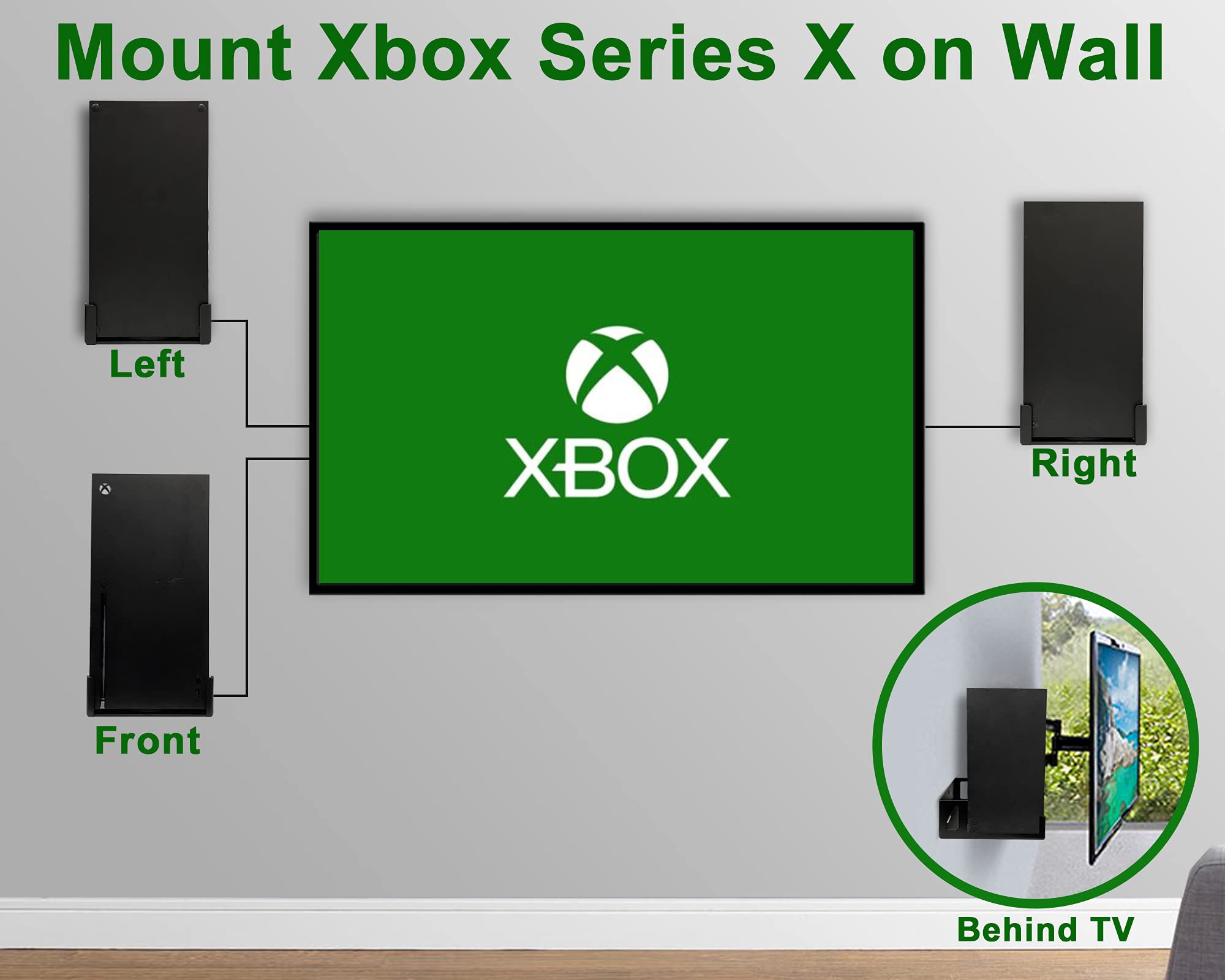 Wall Mount for Xbox Series X (Mount The Console & Accessories on Wall Near or Behind TV with Power Button Front/Left/Right), Wall Shelf Bracket Kit for XSX System