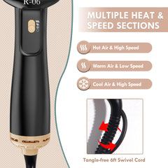 Lopeie Hair Dryer Brush Blow Dryer Brush in One, 4 in 1 Hair Dryer and Styler Volumizer with Oval Barrel, Professional Salon Hot Air Brush for All Hair Types