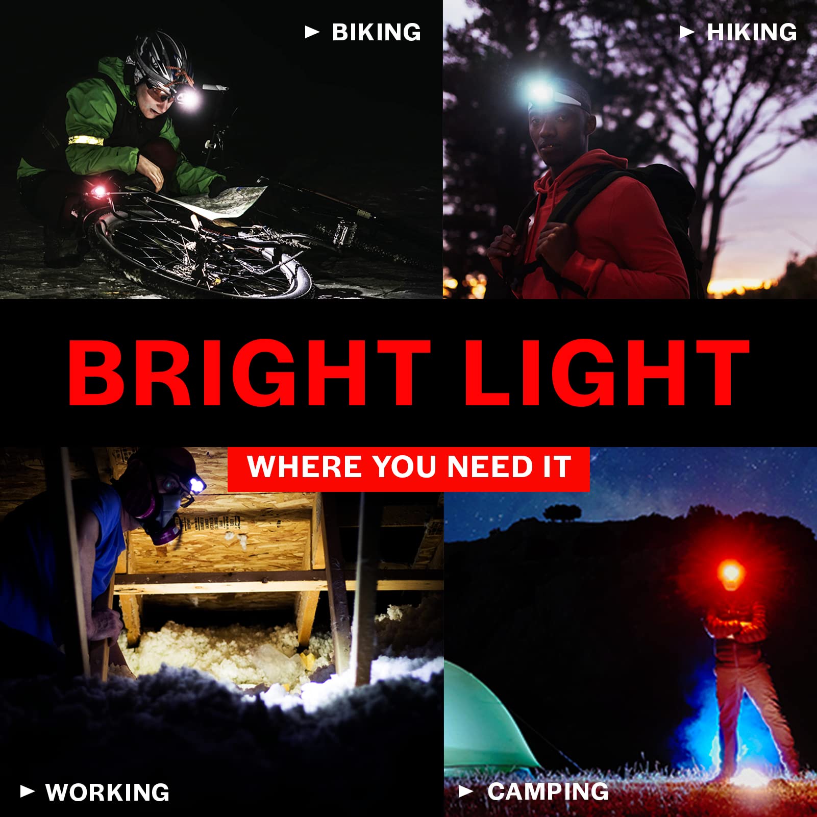 GearLight 2Pack LED Headlamp - Outdoor Camping Headlamps with Adjustable Headband - Lightweight Headlight with 7 Modes and Pivotable Head