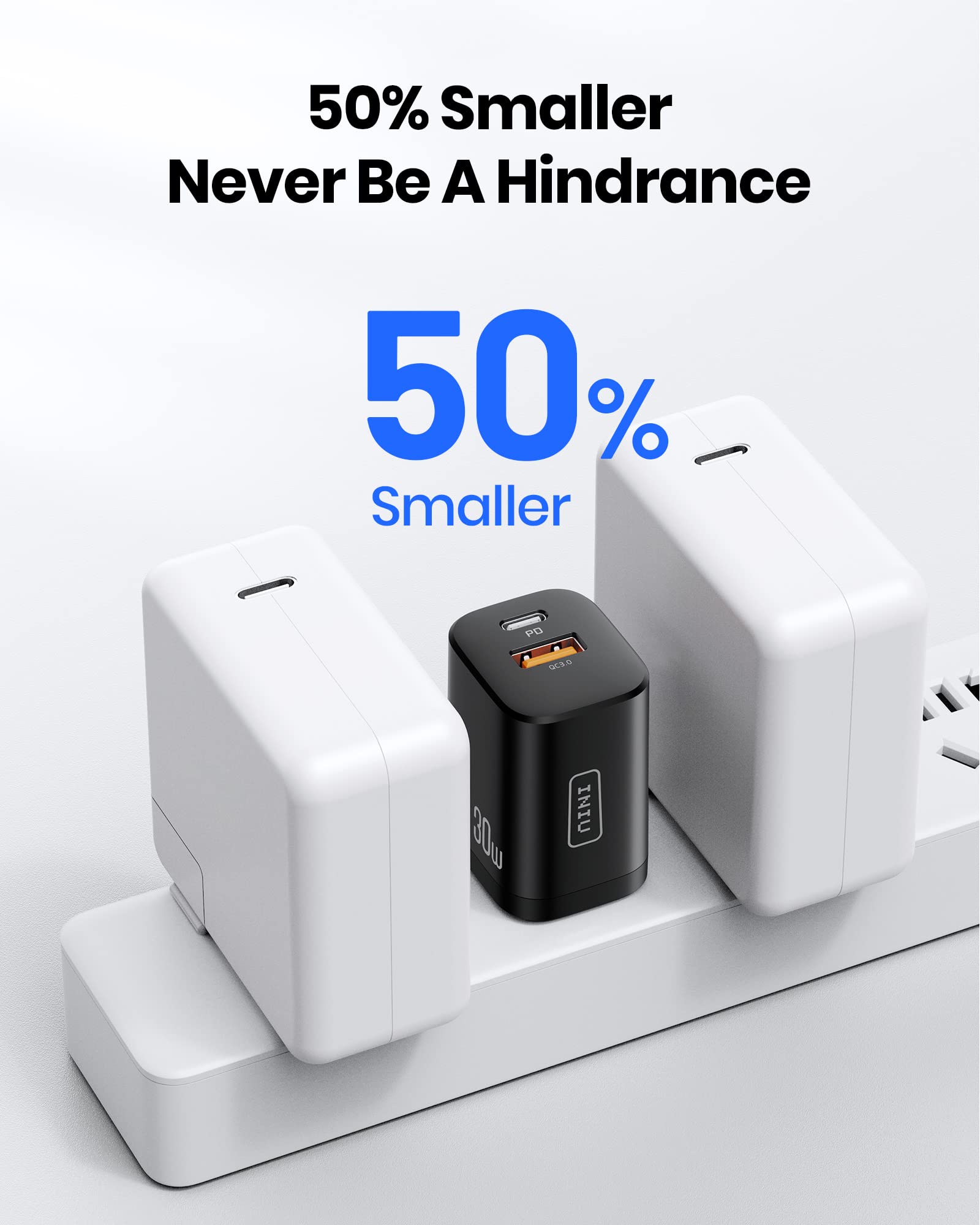 USB C Charger, INIU 30W PD QC 3.0 Dual Port Type C Charger Fast Charging Block, USB C Wall Charger with Foldable Plug for iPhone 15 14 13 12 11 Pro Max Samsung S21 S20 Note 20 iPad Pro Google AirPods