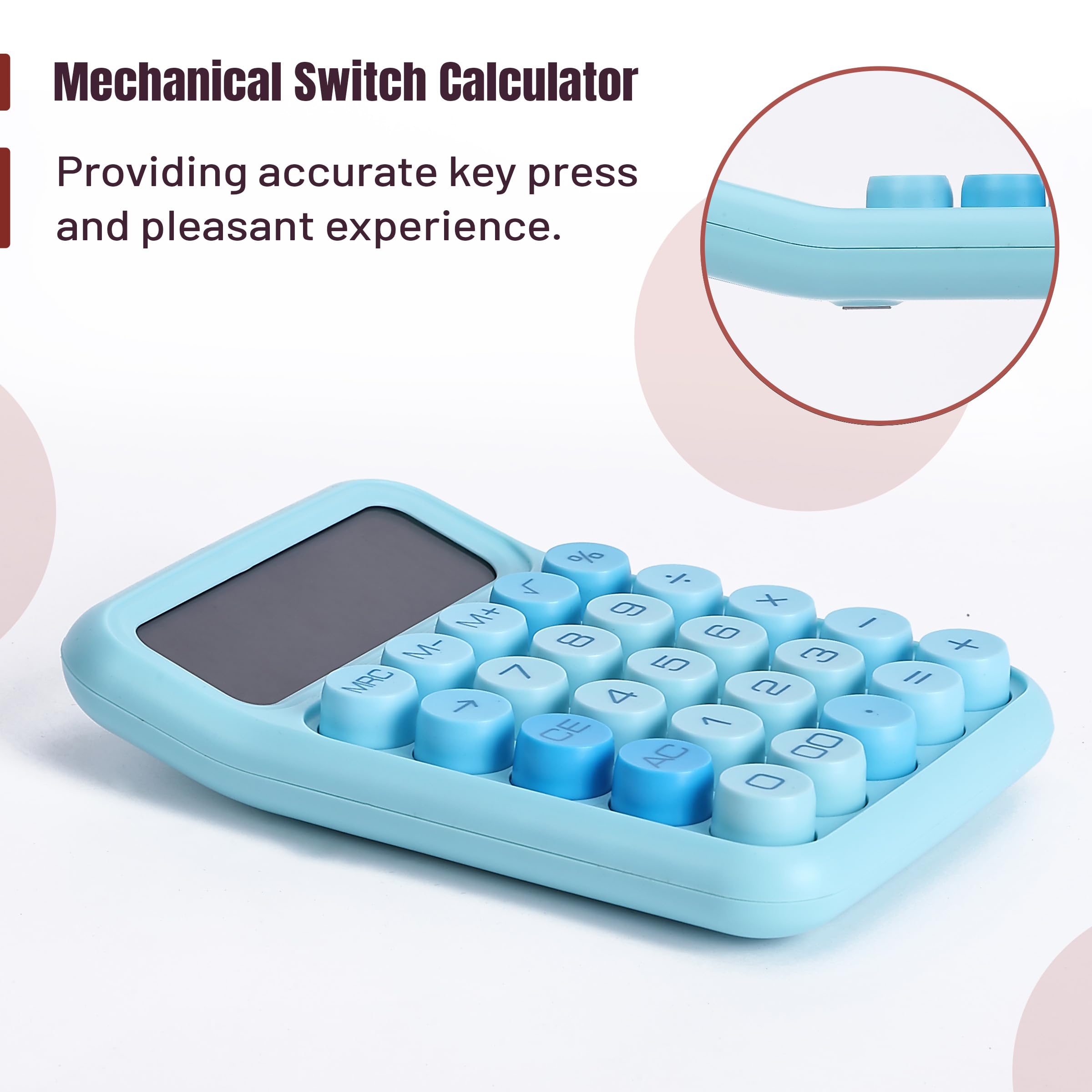 Mr. Pen- Mechanical Switch Calculator, 12 Digits, Large LCD Display, Blue Calculator Big Buttons, Mechanical Calculator, Calculators Desktop Calculator, Cute Calculator, Aesthetic Calculator Blue