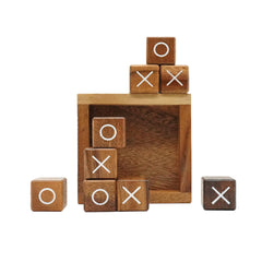 BSIRI Tic Tac Toe for Kids and Adults Coffee Table Living Room Decor and Desk Decor Family Games Night Classic Board Games Wood Rustic for Families Size 4 Inch