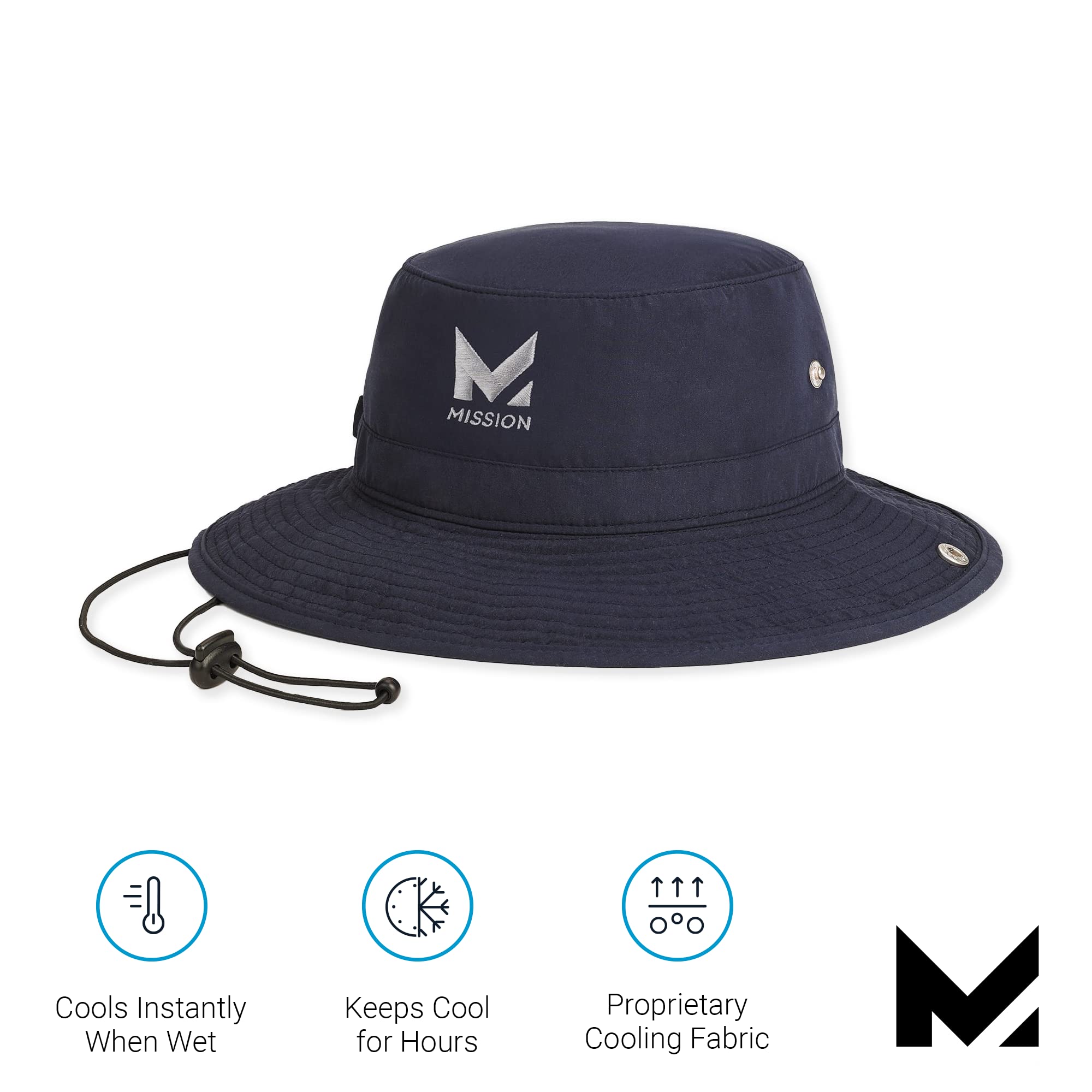 MISSION Cooling Bucket Hat, Navy - Unisex Wide-Brim Hat for Men & Women - Lightweight, Foldable & Durable - Cools Up to 2 Hours - UPF 50 Sun Protection - Machine Washable