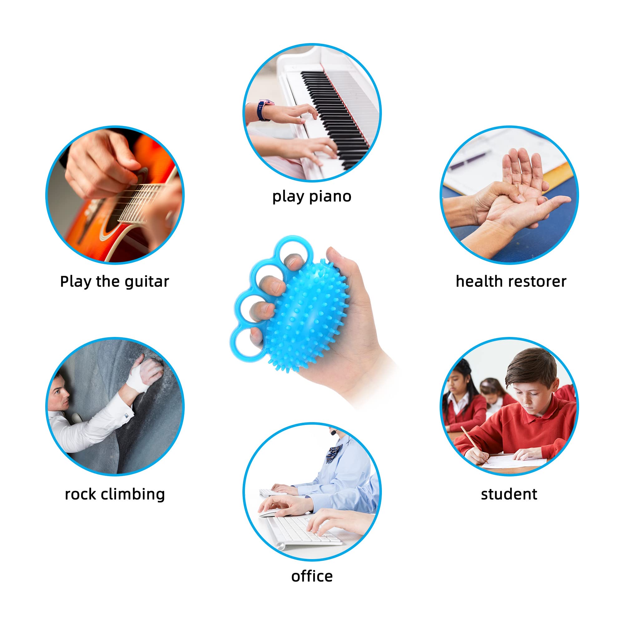 Hand Exercise Ball Finger Therapy Ball - Grip Strengthening, Improve Flexibility, Squeeze Stress Relief Balls, Resistance Strength Trainer for Hand