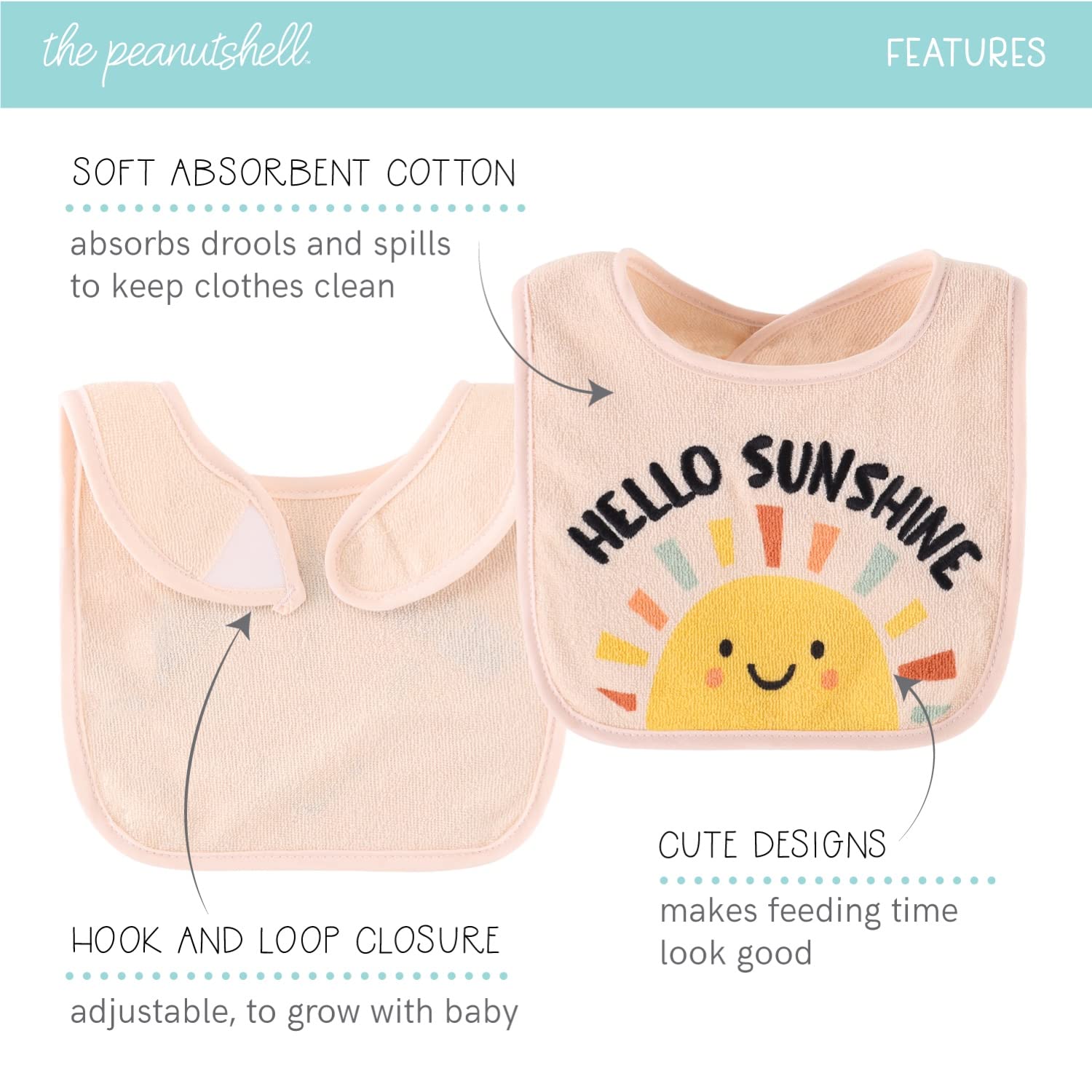 The Peanutshell Terry Baby Bib Set for Boys or Girls | Unisex 10 Pack