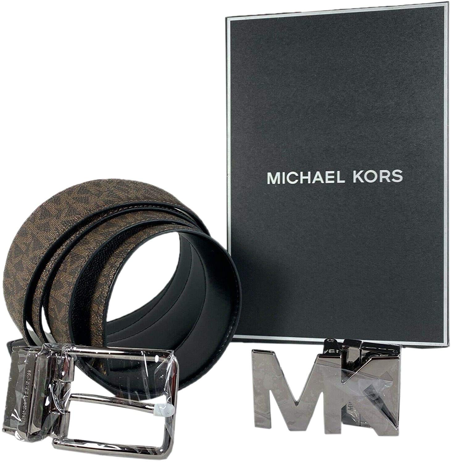 Michael Kors Box Jet Set Men's 4 In 1 Signature Leather Gift Set Belt, Brown/Black - One Size