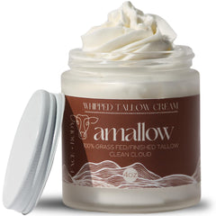 Amallow 100% Grass Fed Beef Tallow for Skin Care - Face + Body - Whipped Moisturizer - 100% Natural Lotion, 4 FL. oz. (Clean Cloud)