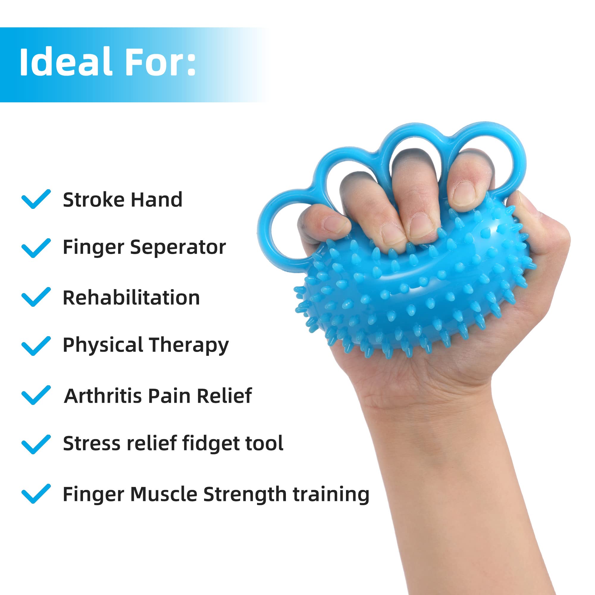 Hand Exercise Ball Finger Therapy Ball - Grip Strengthening, Improve Flexibility, Squeeze Stress Relief Balls, Resistance Strength Trainer for Hand